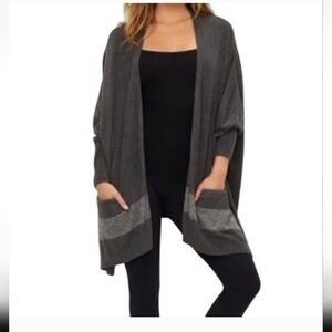 Barefoot Dreams Charcoal Open Front Cardigan
